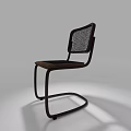 Modern Single Chair With Curved Metal Frame Mesh Backrest And Wooden Seat