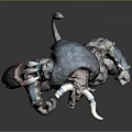 Mythical Minotaur Warrior Character With Armored Body Feathered Decor And Red Cloth