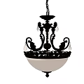 Ornate Classic Chandelier With Intricate Carvings Crystal Pendants And Glass Shade Design