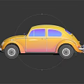 Yellow Beetle Insect With Gradient Color Shades On Black Reflective Background