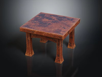 Brown Square Small Table With Textured Top And Four Sturdy Legs 3d model