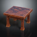Brown Square Small Table With Textured Top And Four Sturdy Legs 3d model
