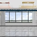 Indoor Clothes Hanger with Ceiling Installation and Window Curtain Green Plants