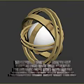 Elegant Golden Intertwined Ring Sculpture With Brick Like Base Design