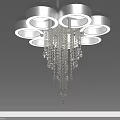 Elegant Modern Crystal Chandelier Design With Circular Shades And Hanging Pendants
