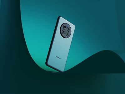 Modern Smartphone With Circular Camera Module And Light Green Gradient Curved Background 3d model
