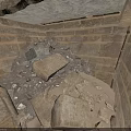 Modern Construction Pit With Brick Walls And Scattered Stone Debris 3d model