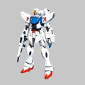 Gundam Game Anime Character Standing Pose With White Blue Red Armor Weapon And Number 01