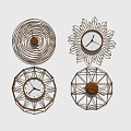 Modern Decorative Golden Wall Clocks With Unique Geometric Patterns For Home 3d model