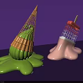 Creative Melted Ice Cream Shapes Design With Grid And Colorful Liquid
