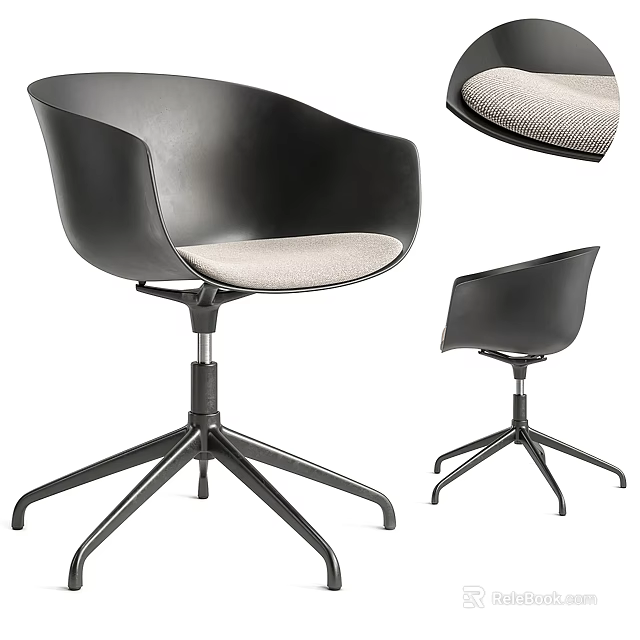 Modern Office Chair With Ergonomic Design Light Upholstered Seat And Swivel Five Star Base 3d model 