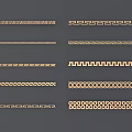 Golden Carved Lines With Various Intricate Patterns For Decorative Designs 3d model
