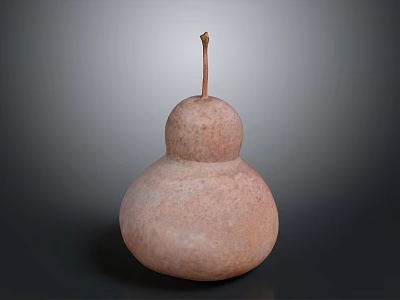 Round Light Brown Speckled Gourd Fruit With Small Stem On Top 3d model