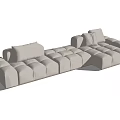 Modern corner sofa cream multiplayer sofa 3d model