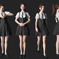Female Student In School Uniform Full Body Different Poses And Angles 3d model