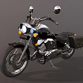 Classic Black Cruiser Motorcycle With Chrome Headlights Side Saddlebags And Shiny Wheels