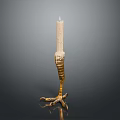 Gold Claw Base Candle Holder With White Candle And Metallic Design