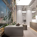 Modern Beauty Salon Open Space With Hair Styling Chairs Mirrors And Reception Desk