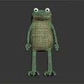 Cute Green Frog Stuffed Doll With Big Eyes And Woven Body Texture