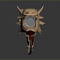 Decorative Dragon Head Weapon With Metal Body And Wooden Handle Design