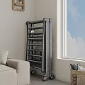 Black Vertical Hanger With Stylish Design In Living Room Corner Near Sofa And Window