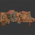 Natural Rocky Crevice With Rough Rock Walls And Scattered Red Sand Pathway