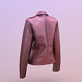 Red Leather Biker Jacket With Zipper Closure Lapel Collar And Pockets 3d model