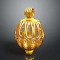 Elegant Gold Jewelry Pendant With Intricate Hollow Design Ornate Patterns And Shiny Decorative Loop