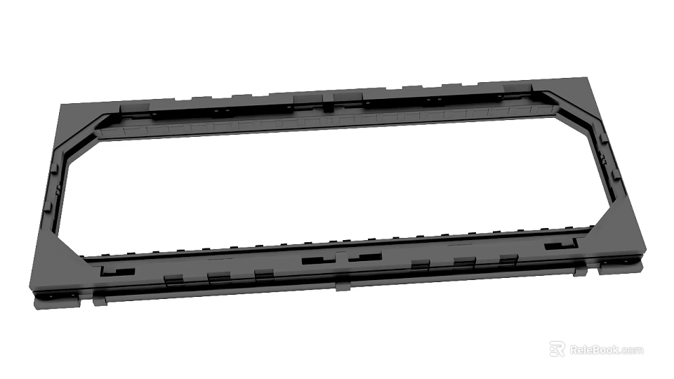 Black Metal Slotted Frame With Multiple Holes For Industrial Mechanical Applications 3d model 