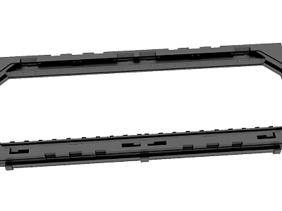 Black Metal Slotted Frame With Multiple Holes For Industrial Mechanical Applications 3d model
