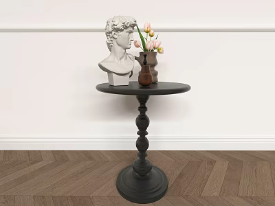 A few round plaster images on the sides of the coffee table 3d model