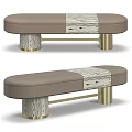 Modern Upholstered Stools With Wood Grain Detail And Gold Metal Legs