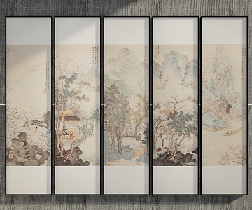 New Chinese Style Decorative Hanging Painting 3d model