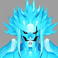 Game And Movie Character 3D Model With Blue Wings Armor Horned Helmet And Spear