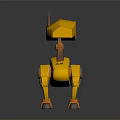 Small Yellow Mechanical Arm With Metal Structure And Orange Worn Joints