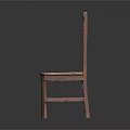 Wooden Casual Chair With Grid Pattern Backrest And Square Seat Design