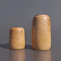 Two Ceramic Vessels in Different Sizes with Natural Beige Rustic Texture on Gray Background 3d model