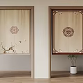 Traditional Decorative Doors With Wooden Frames Plum Blossom And Circular Patterns In Interior