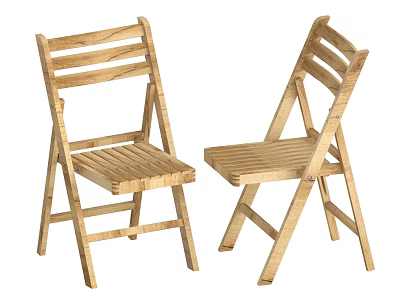 Wooden Folding Chairs With Slatted Seat And Back For Outdoor Home Use 3d model