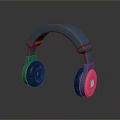 Modern Blue And Red Over Ear Headphones With Sleek Electronic Design