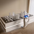 Modern Sand Table Display With Illuminated Model Buildings And Interactive Tablet