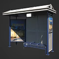 Modern Urban Bus Stop Shelter With Roof Bench And EVERMOTION Billboard