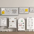 Organized Wall Mounted Stand Up Whiteboards Bulletin Boards With Notes Drawings Sticky Notes