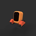 Orange Robot Character With Bio Inspired Design Featuring Black Face And Red Legs