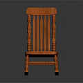Classic Orange Wooden Rocking Chair With Intricate Carved Patterns For Leisure Relaxation