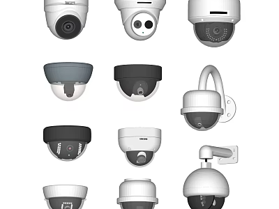 Assorted Projection Surveillance Cameras With Dome Bullet And PTZ Designs And Features 3d model
