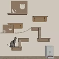 Wooden Cat Wall Climbing Shelves With Paw Design And Perch Structure