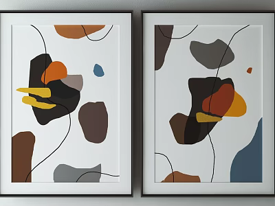Modern Abstract Wall Art With Geometric Shapes And Colorful Patterns For Home Decor 3d model