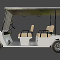 White Four Seat Golf Cart Featuring Black Canopy And Beige Seats