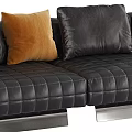 Modern Black Leather Sectional Sofa With Modular Design And Comfortable Cushions 3d model